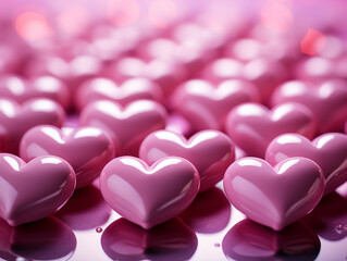 Obraz premium Pink hearts on pink background pattern