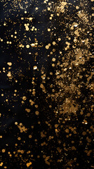 golden sparkles and bokeh on a black background