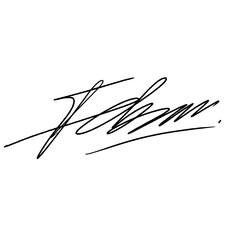 Abstract signature idea starting with the letter F. Vector with black writing color and transparent background.