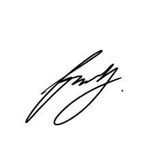 Abstract signature idea starting with the letter F. Vector with black writing color and transparent background.