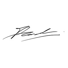 Abstract signature idea starting with the letter F. Vector with black writing color and transparent background.