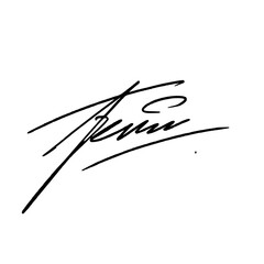 Abstract signature idea starting with the letter F. Vector with black writing color and transparent background.