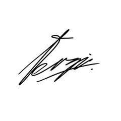 Abstract signature idea starting with the letter F. Vector with black writing color and transparent background.