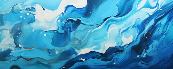 blue marbling and pour painting - obrazy, fototapety, plakaty