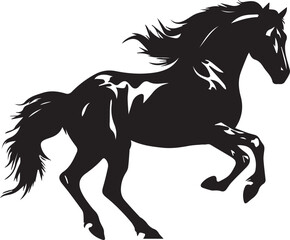 black silhouette horse isolated on white background - obrazy, fototapety, plakaty