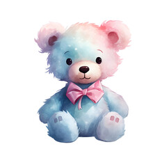 Teddy bear  watercolor illustration isolated on transparent background