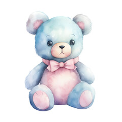 Teddy bear  watercolor illustration isolated on transparent background