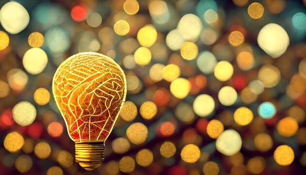 Creative light bulb explodes with colorful paint and splashes on a black background. Think differently creative idea concept. Brain bulb concept.