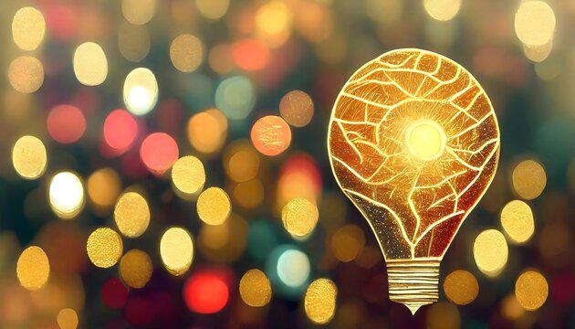 Creative light bulb explodes with splashes of multi-colored paint on a dark background. Creative idea, concept. Think differently. Creation of creative. Generative AI. Brain bulb concept.