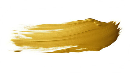 Beautiful textured gold paint brush strokes on white background. Metallic Golden ink brushstroke.