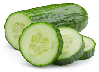 Fresh organic cucumber isolated clipping path