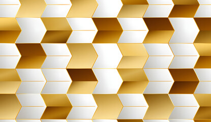 an abstract modern white and gold geometric design with gold triangles on white background