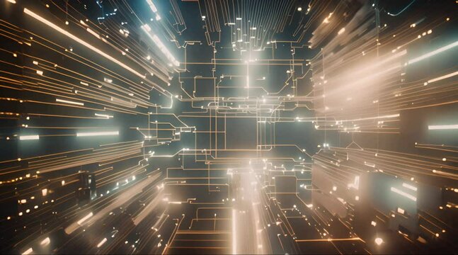 abstract background with circuit lines moving, technology theme video
