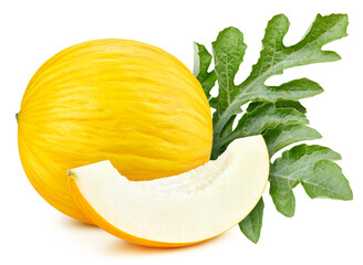 Melon with leaves isolated