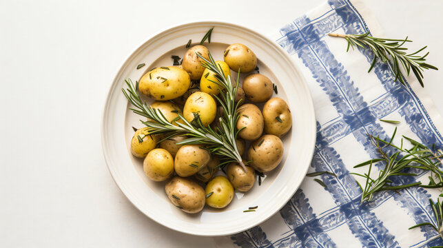 Tiny spuds sprinkled with oil rosemary garlic