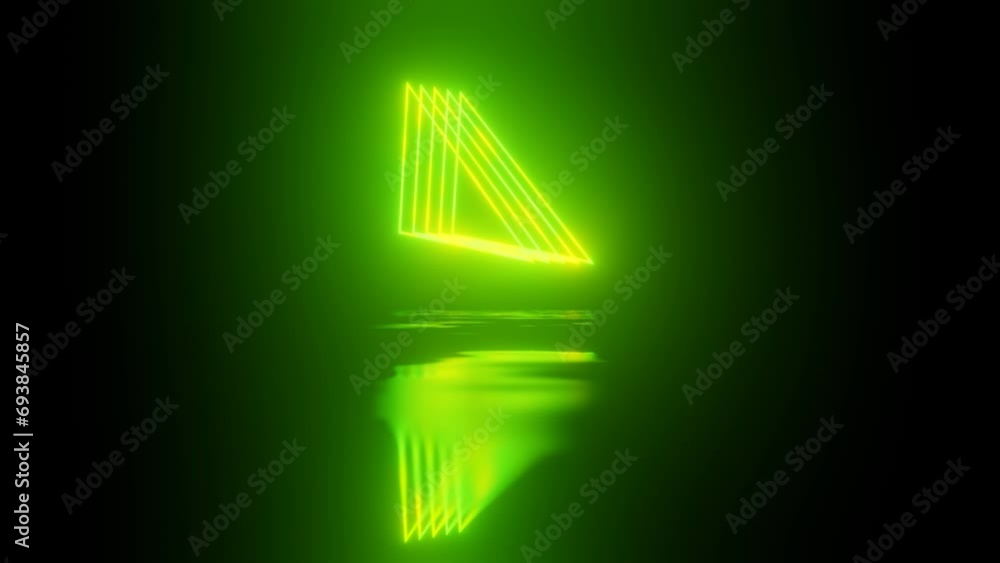 Aufkleber abstract green neon grid. neon design 4k video with various neon elements and a reflecting floor. lo