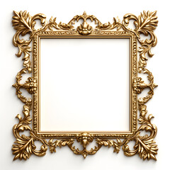 an ornate vintage gold frame on a white background