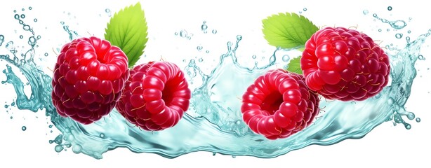 a raspberries and water splash