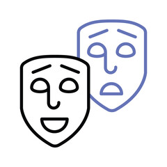 Face masks, theater masks theme party icon in modern style, easy to use
