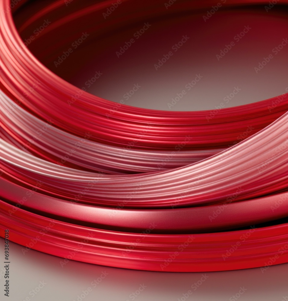 Poster a red and white wire with a curved shape. generative ai.