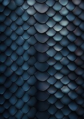 A luxurious reptilian textile with an intricate navy blue scale pattern on a dark blue background. Generative AI.