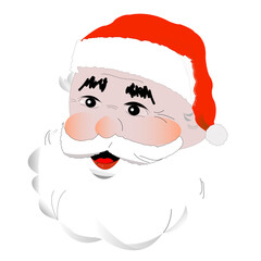 Illustration représentant la tête d'un père noel avec moustache, barbe et bonnet rouge