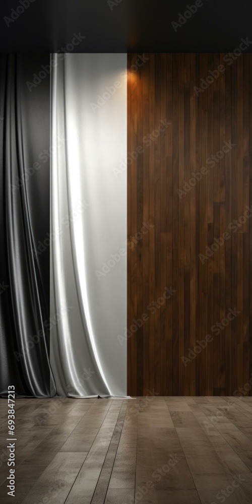 Poster a sleek minimalist flag design on dark suede, blending heritage with modern style. generative ai.