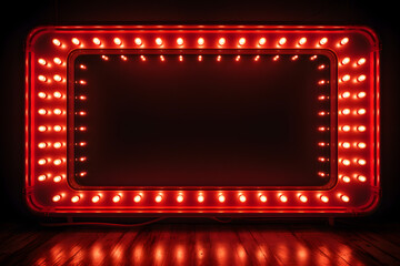 red light billboard frame  template  on dark background