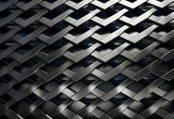A modern twist on a classic flag design, this metallic grid pattern features silver and graphite tones. Generative AI.