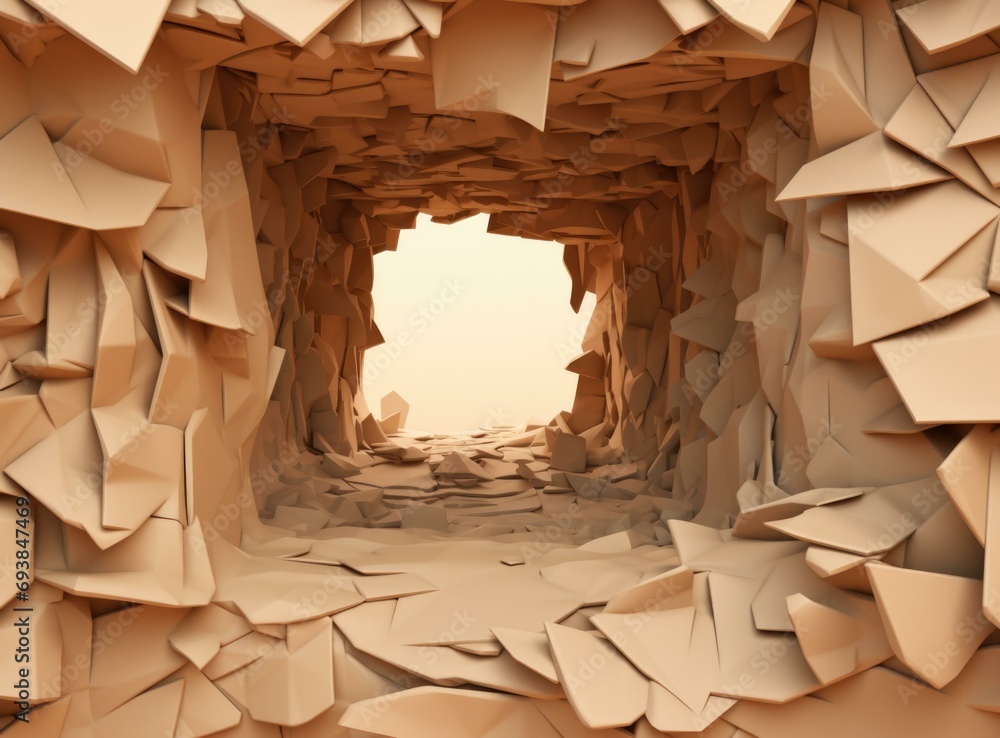 Poster a 3d rendering of a hole in a wall. generative ai.