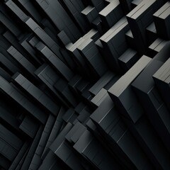 Black abstract background with cubes. Generative AI.