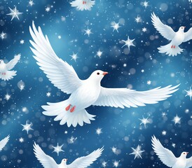 a white doves flying in the sky