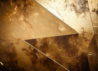 A golden metal texture background with a triangular shape. Generative AI.
