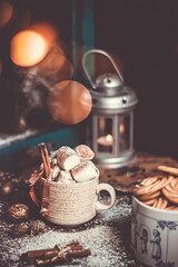 Black atmospheric Christmas mood. Festive background.