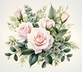 floral roses painting on a white background