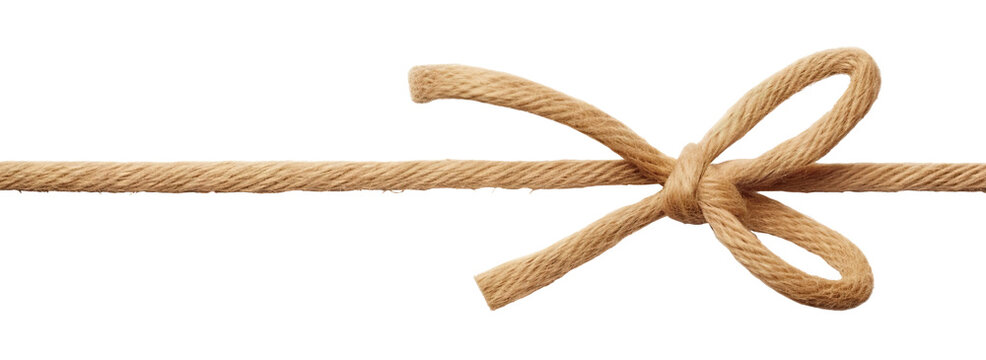 String with bow, mock-up for packaging and festive decor, cut out