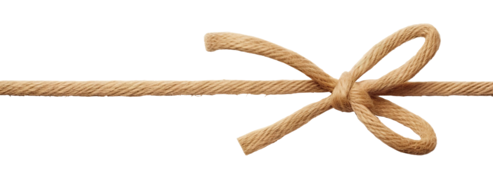 String with bow, mock-up for packaging and festive decor, cut out