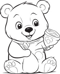 Obraz na płótnie Canvas cute hand drawn bear coloring book illustration