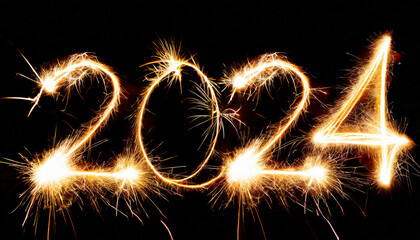Number 2024 made in sparks - New Year