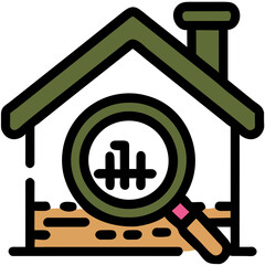 House with a magnifying glass inside vektor icon illustation