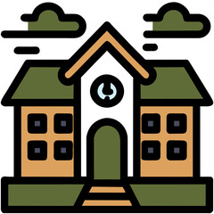 Residential area with a school icon vektor icon illustation