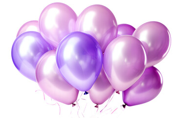 Pink and purple balloons isolated on transparent background. 
