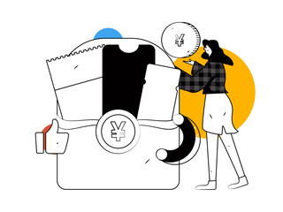 New Year red envelope promotion flat vector character concept illustration
