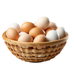 Eggs in basket, transparent background, Ai generated