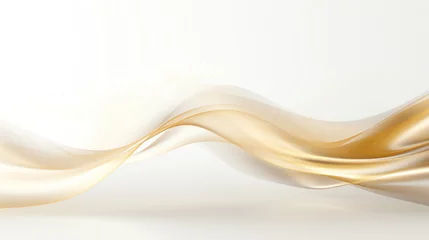Foto op Plexiglas a white and gold wavy lines © Eugen