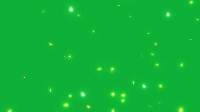 fire flames sparkles flying on green screen background