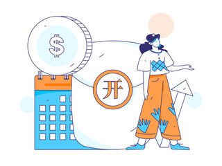 New Year red envelope promotion flat vector character concept illustration
