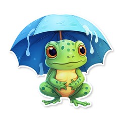 a cartoon frog holding an umbrella