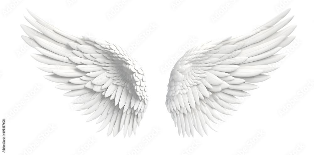Wall mural white angel wings isolated on transparent background - Wall murals