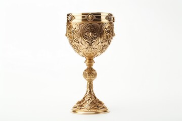 a gold goblet with ornate design - obrazy, fototapety, plakaty
